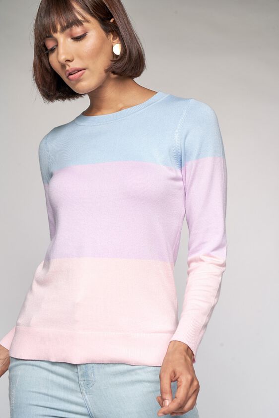 1 - Powder Blue Colorblocked Sweater Top, image 1