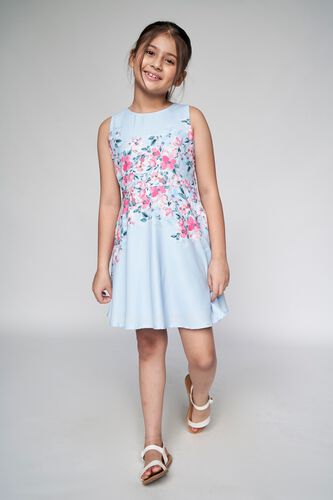 3 - Powder Blue Floral Fit and Flare Dress, image 3