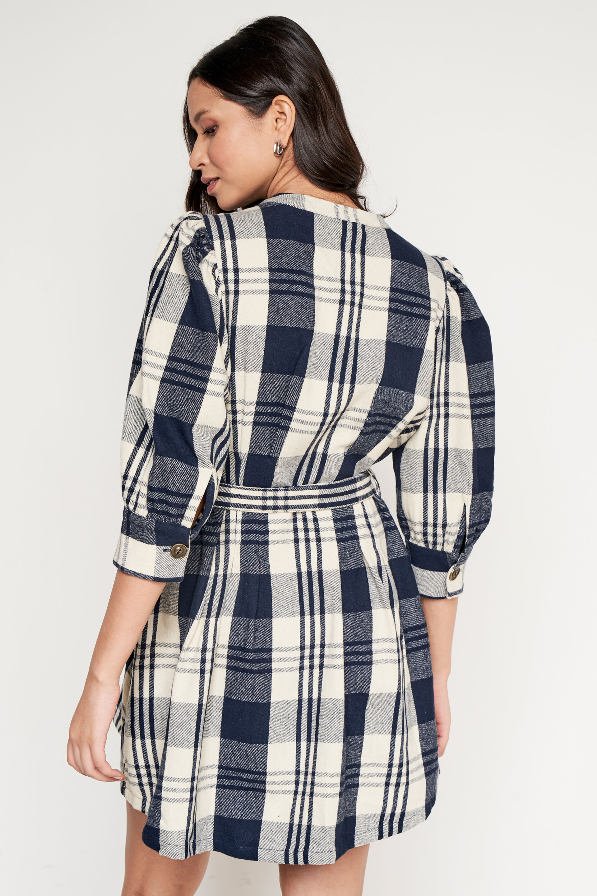 Navy Blue Checks Dress, Navy Blue, image 5