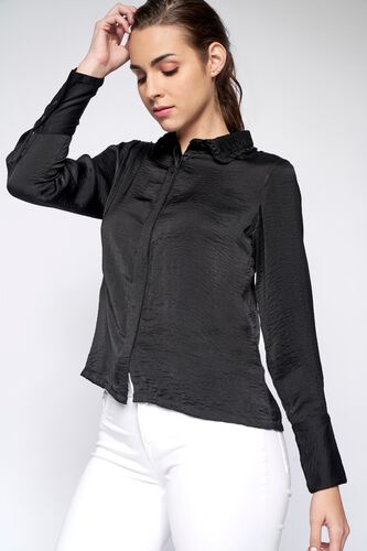 1 - Black Solid Straight Top, image 1