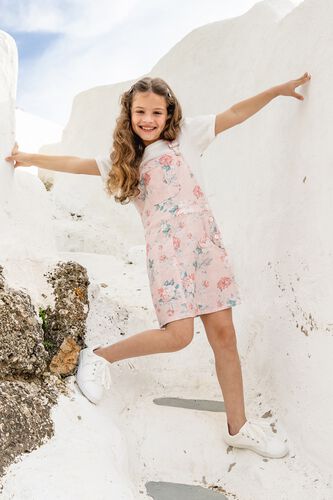 1 - Pink Floral Flared Dungaree, image 1