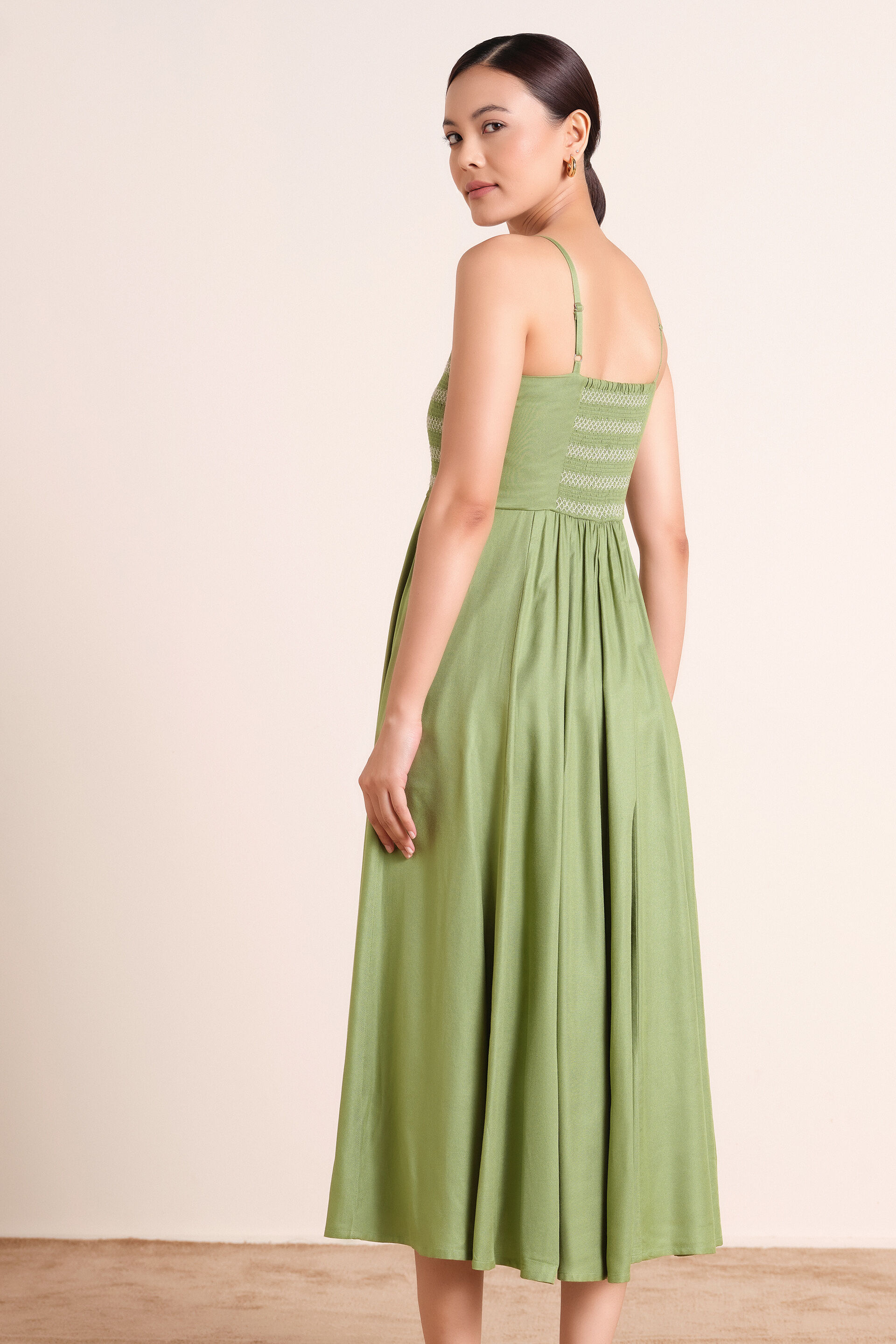 Ardenne Green Twill Dress, Green, image 6