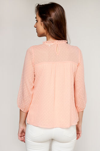 Coral Solid Blouson Top, Coral, image 4