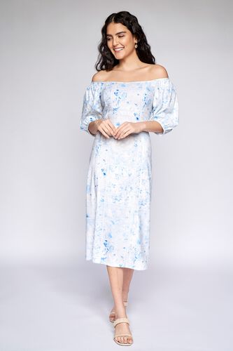 2 - Blue Floral Straight Dress, image 2
