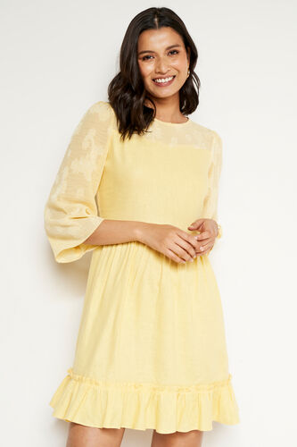 Lemon Solid Flared Dress, Lime Green, image 3