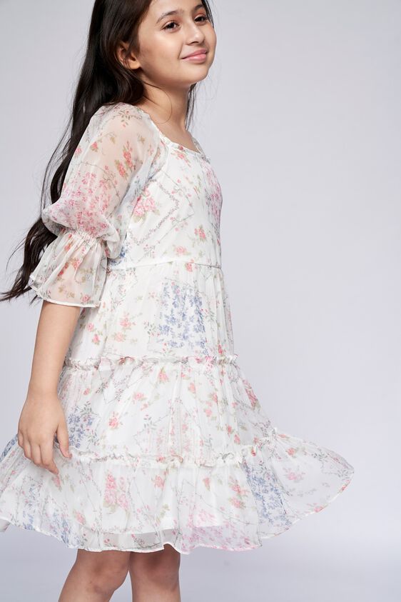1 - White Floral Flared Dress, image 1