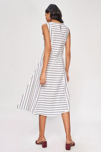 5 - Black and White Self Design Fit And Flare Dress, image 5