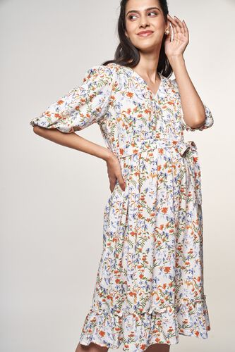 1 - White Floral Printed Dress, image 1