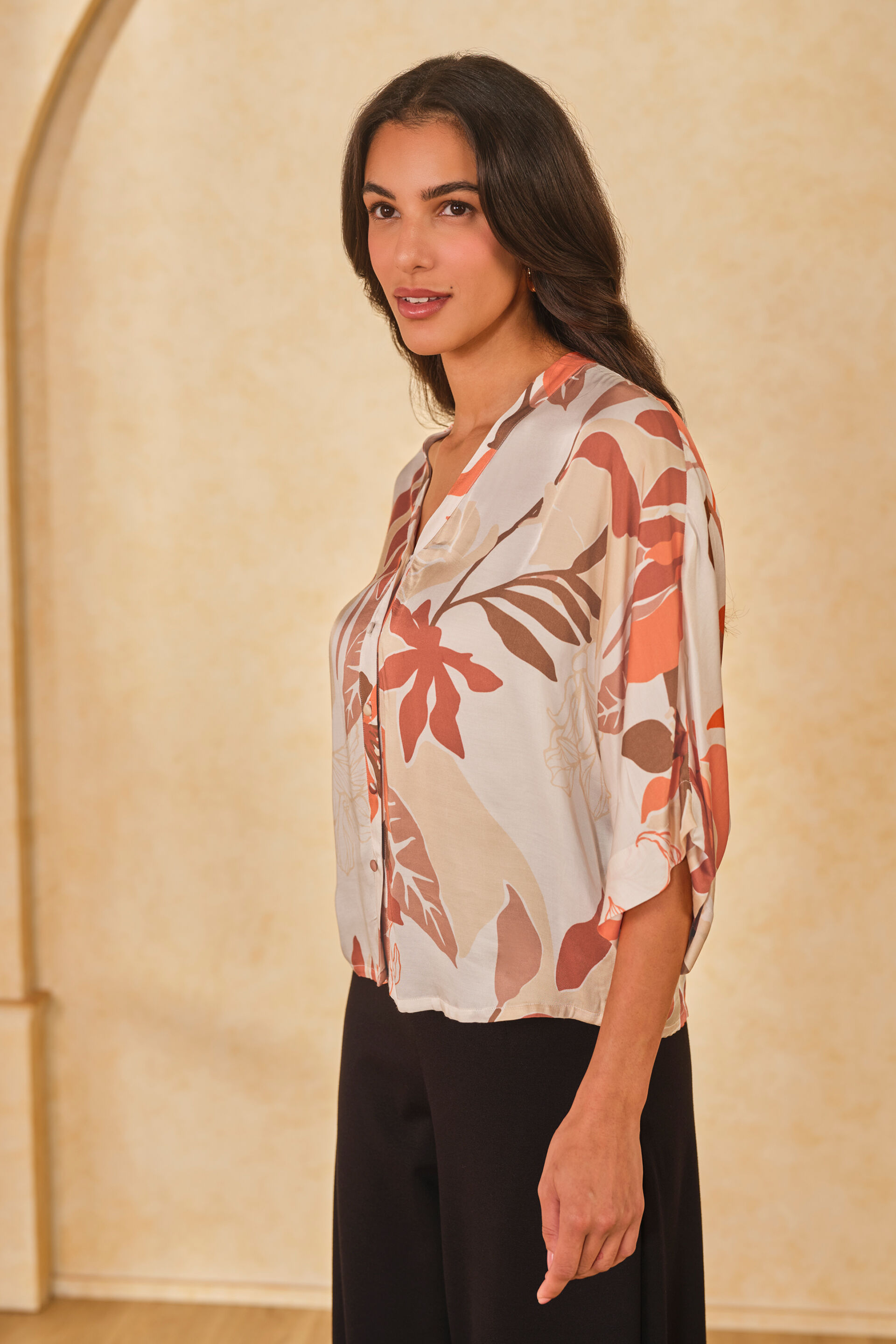 Caramel Spice Viscose Top, Cream, image 5