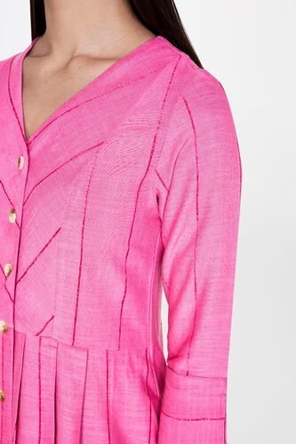 5 - Pink V-Neck Fit and Flare Midi Dress, image 5