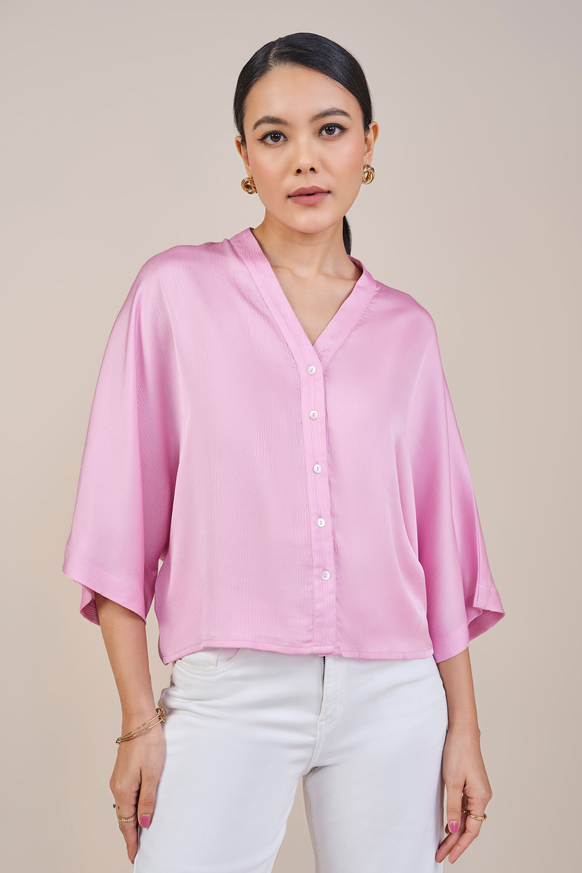 Rosie V-Neck Top, Pink, image 4