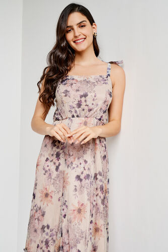Multi Color Floral Flared Gown, Multi Color, image 2