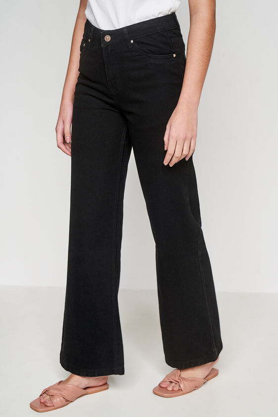 Black Solid Flared Bottom, Black, image 3
