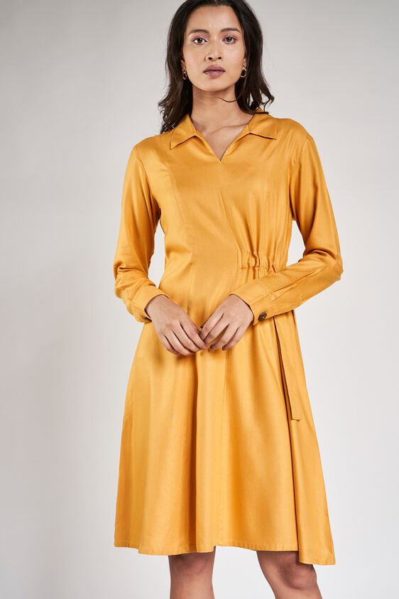 3 - Yellow Solid Shift Dress, image 3