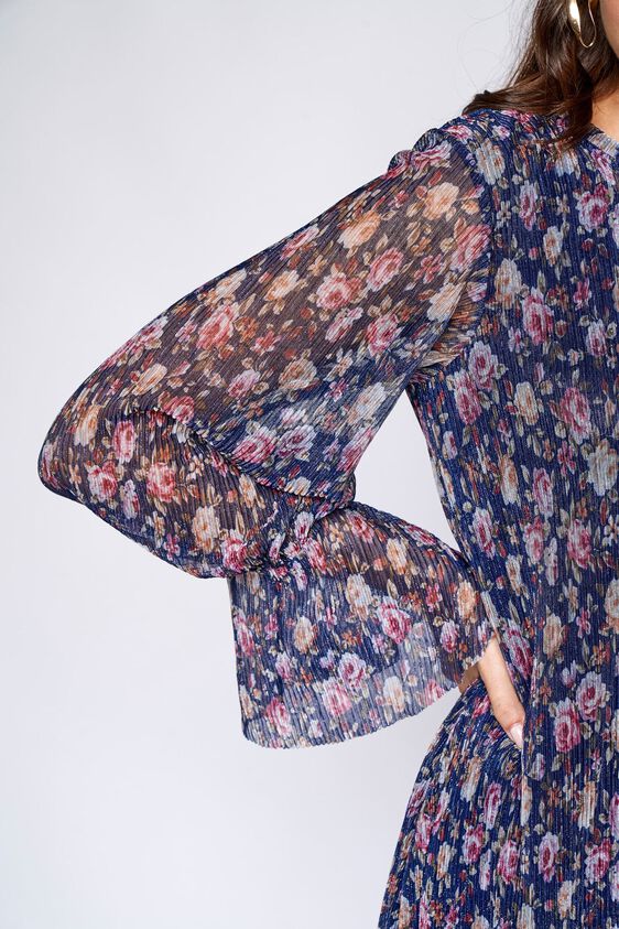 8 - Navy Floral A-Line Dress, image 8