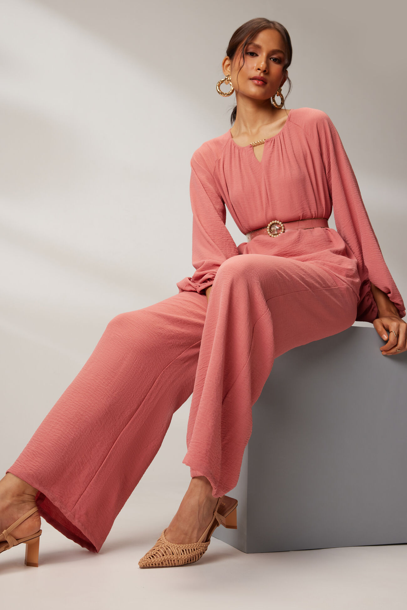 Solid Black Coord Set, Peach, image 5