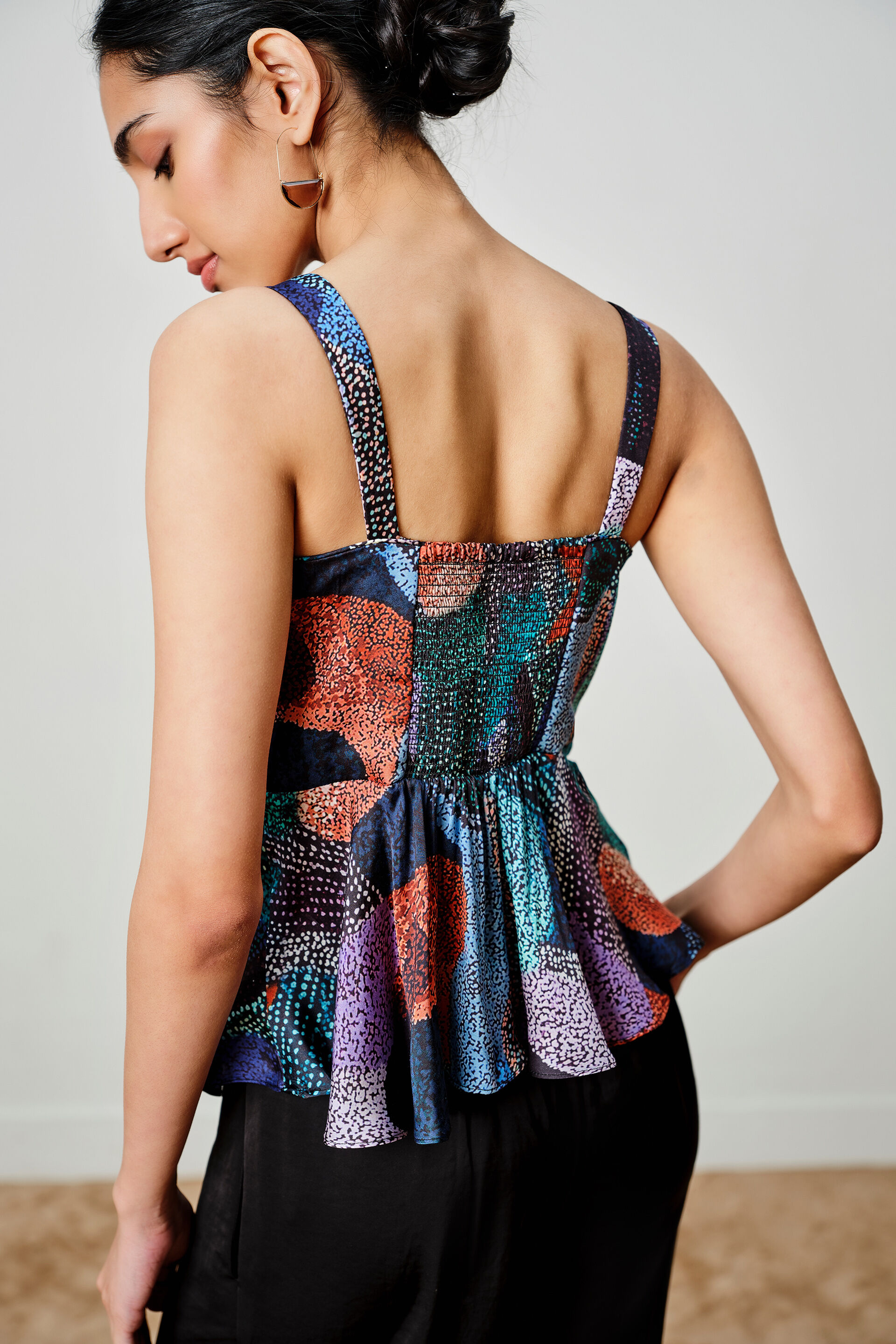 Blue Carnival Peplum Modal Top, Navy Blue, image 7