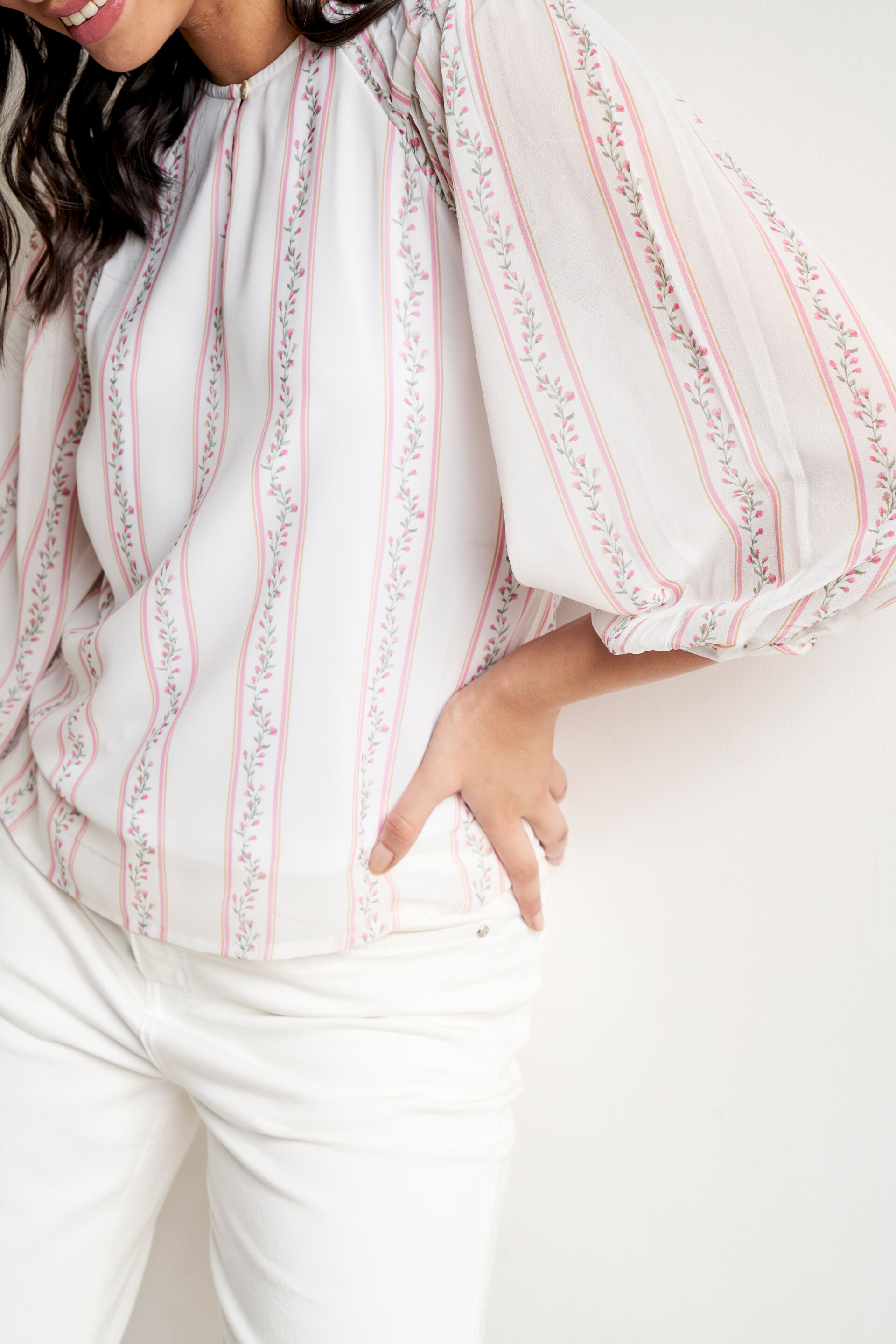 White Stripes Straight Top, White, image 6