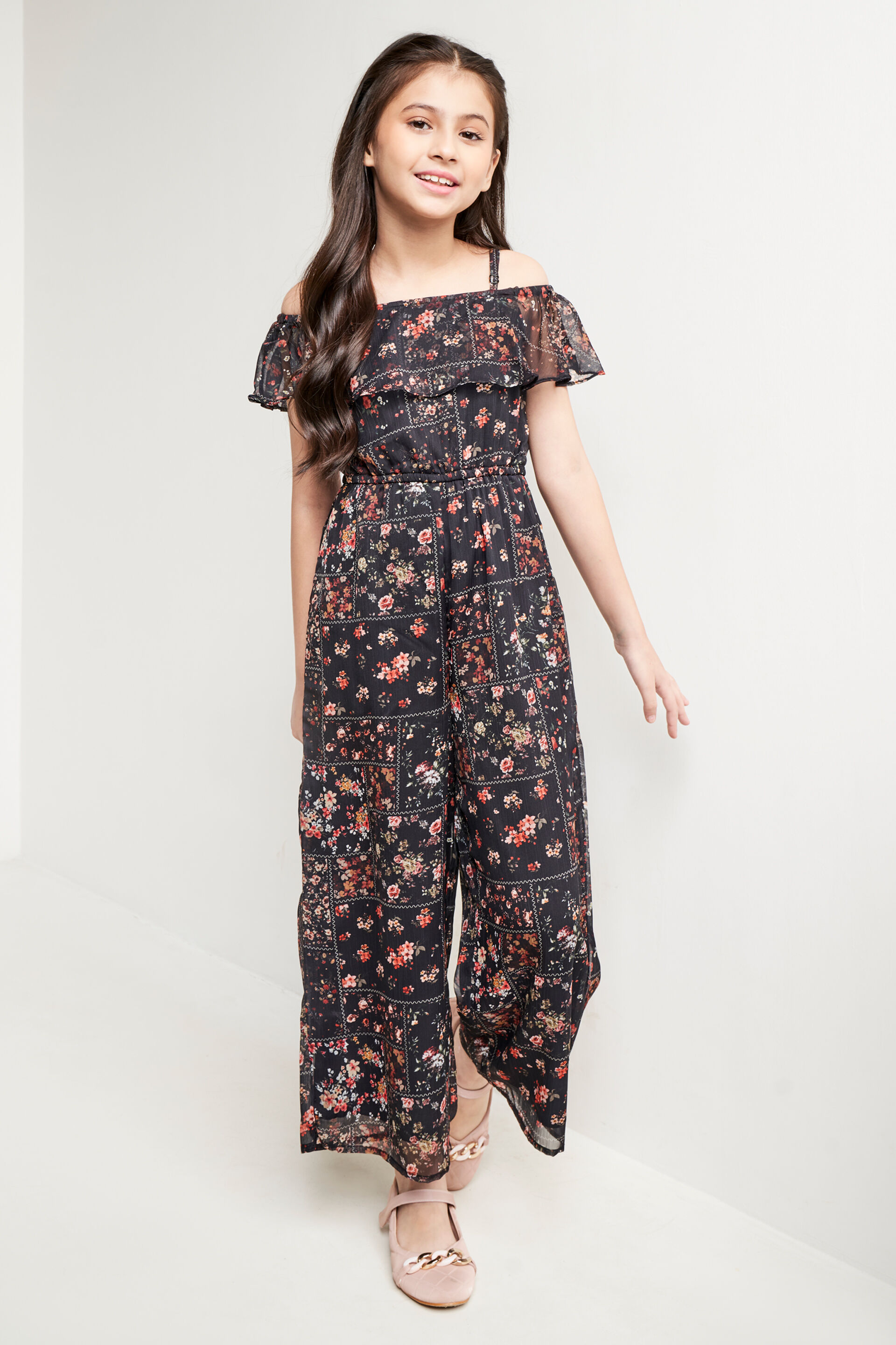 Multi Color Floral Off Shoulder Jumpsuit