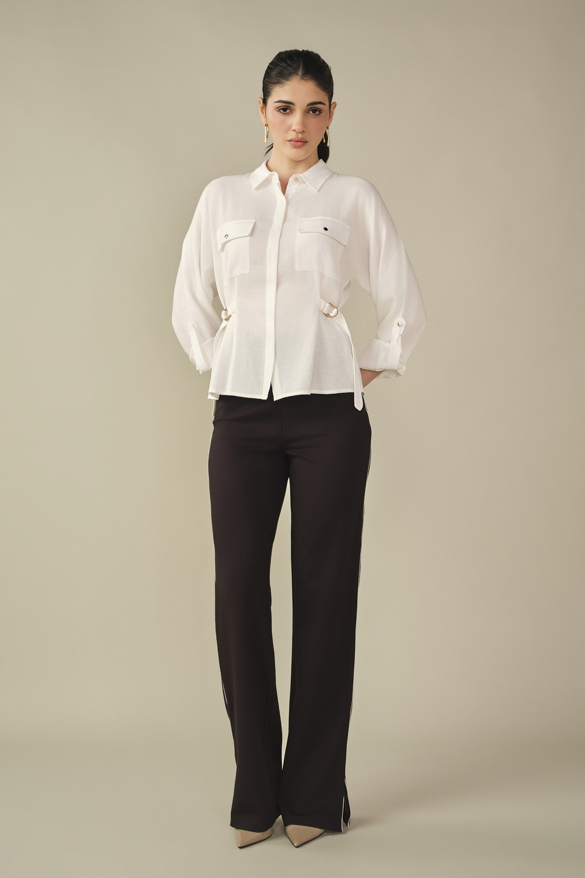 Solid Shirt in White, White, image 5