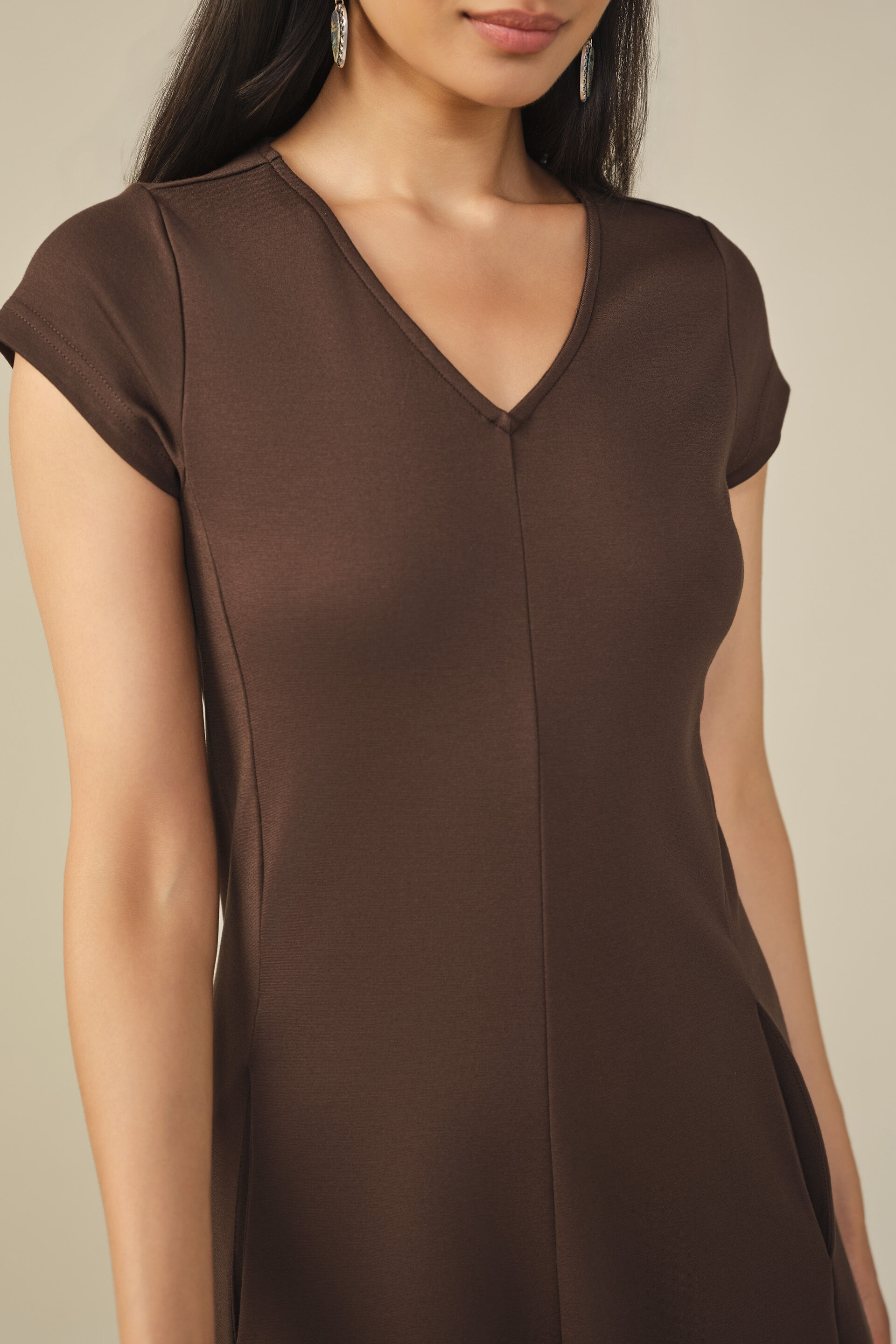 Fit & Flare Dress in Dark Brown, Dark Brown, image 2