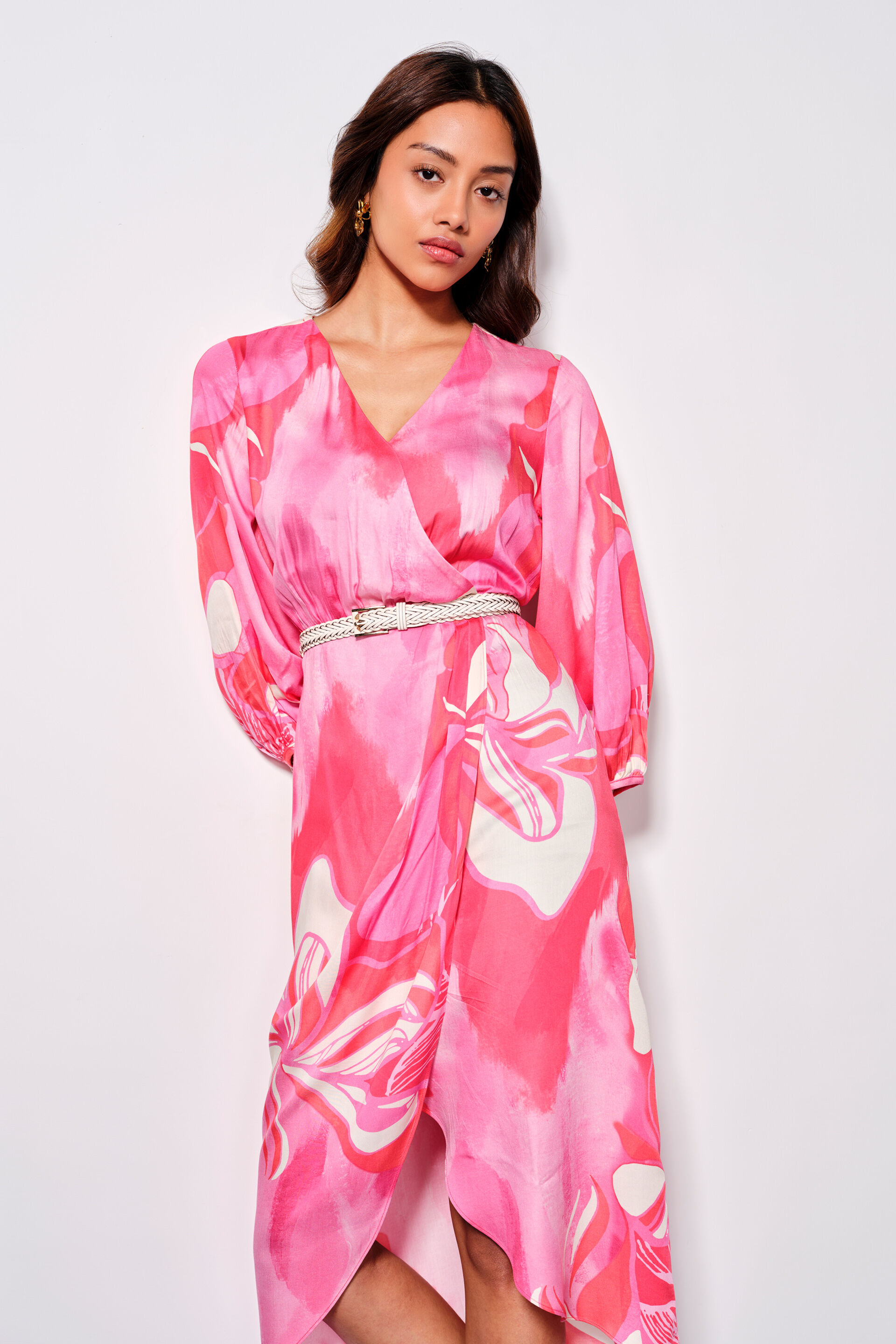 Springtime Pink Viscose Midi Dress, Pink, image 3