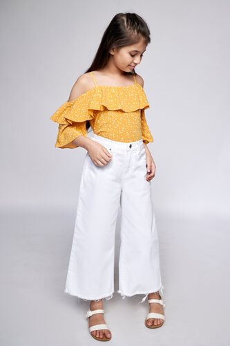 3 - Yellow Self Design Straight Top, image 3
