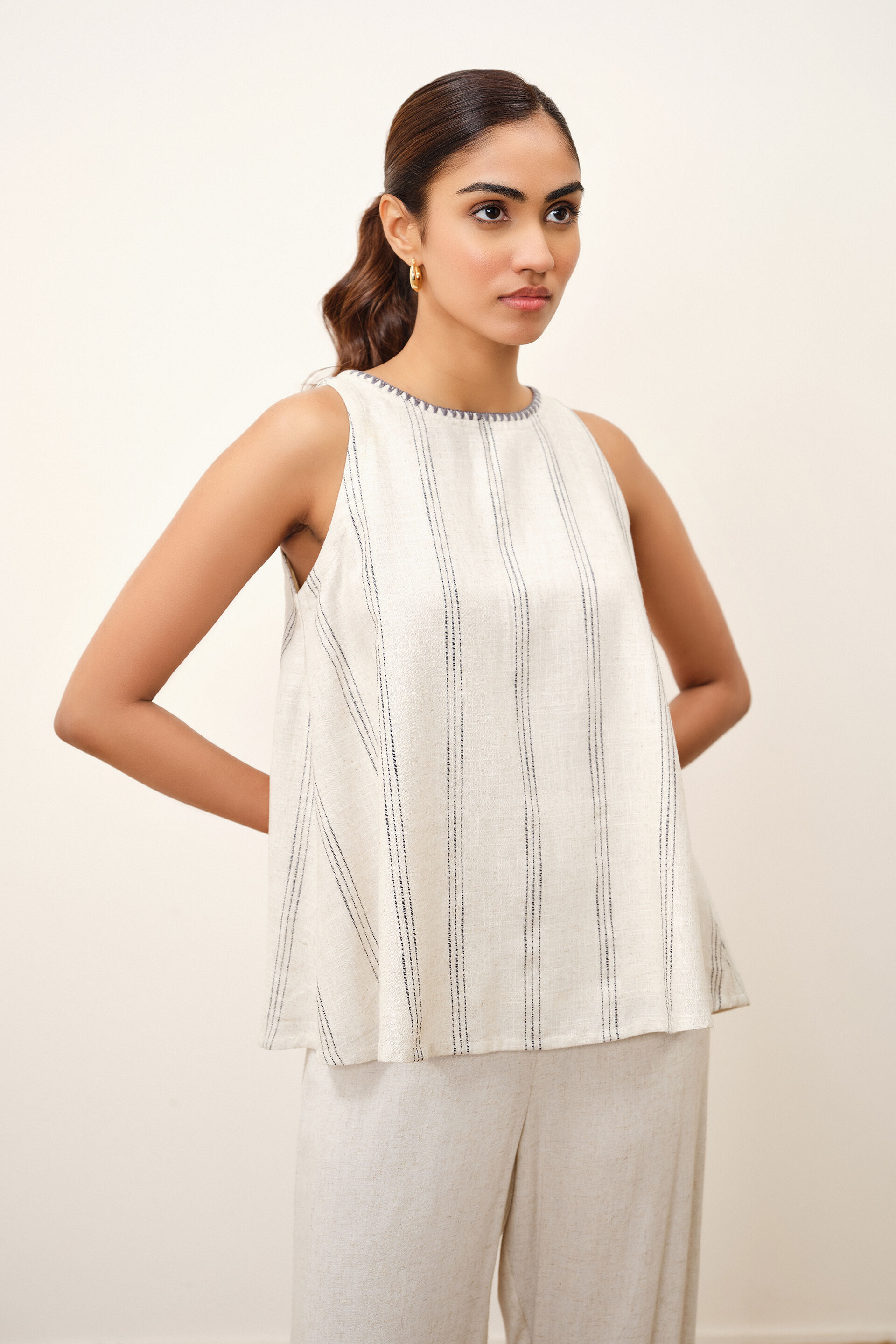 Linette Natural Top, Beige, image 1