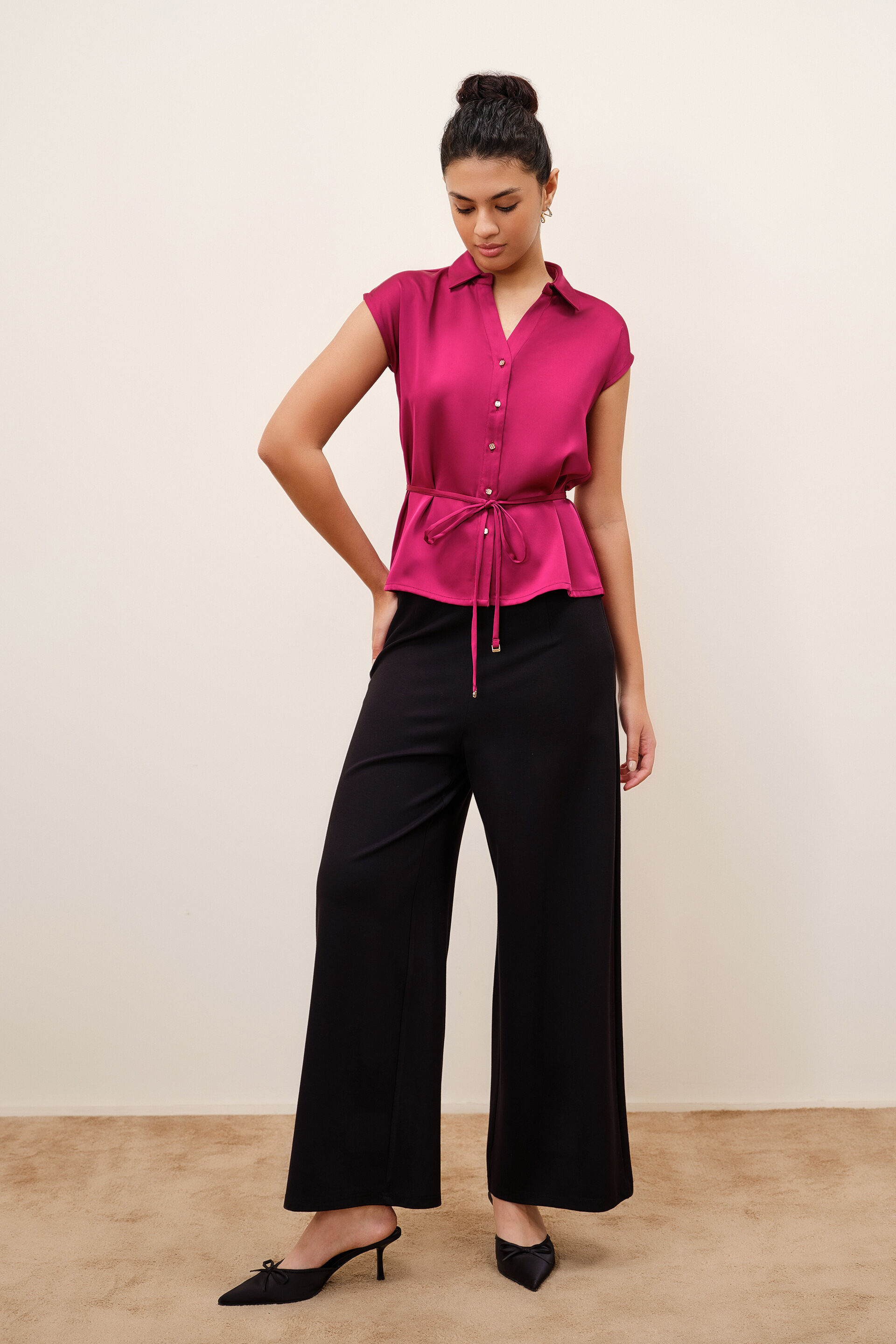 Wine Olive Satin Shirt, Wine, image 2