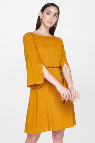 2 - Ochre Boat Neck Fit and Flare Dress, image 2
