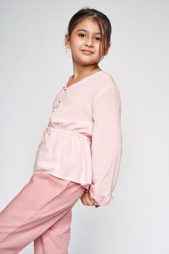 2 - Pink Solid Peplum Top, image 2