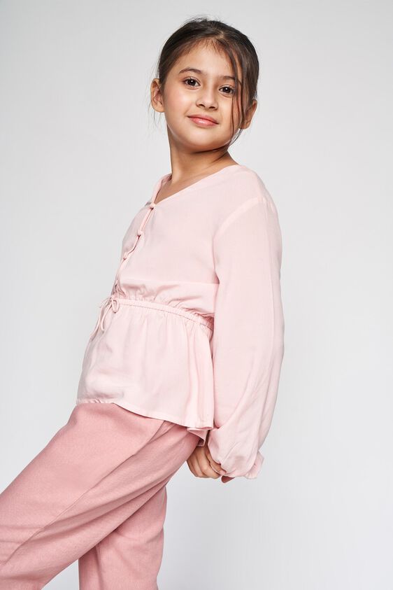 2 - Pink Solid Peplum Top, image 2