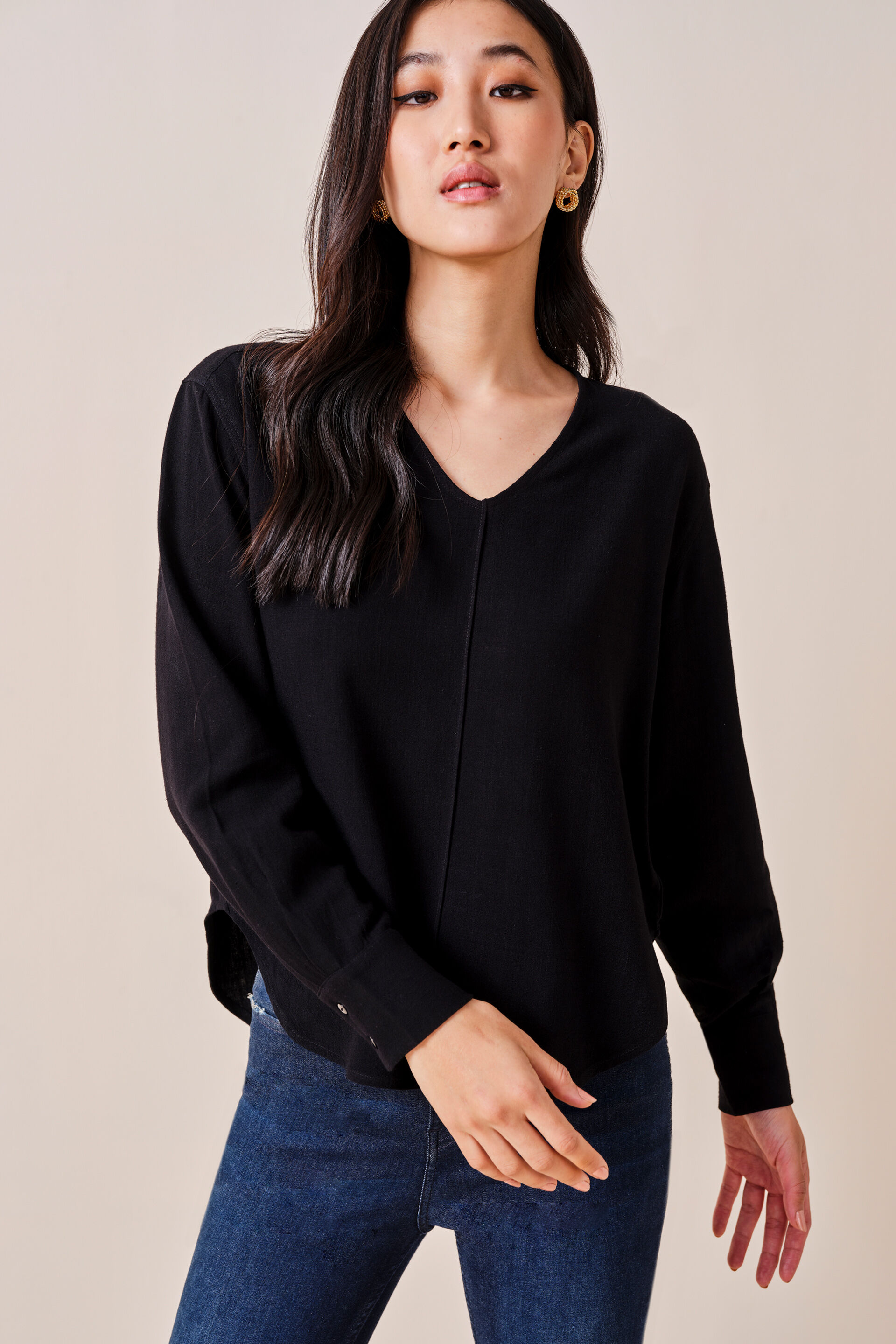 Reyna Rayon-blend Top, Black, image 4