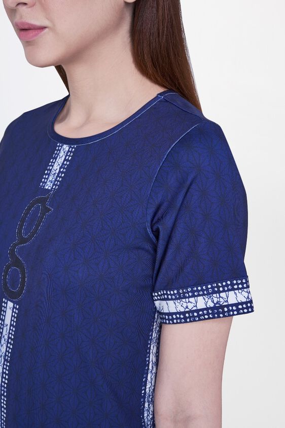 5 - Indigo Abstract A-Line Knee Length Dress, image 5