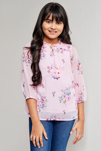 Pink And Red Floral Straight Top, Pink, image 4