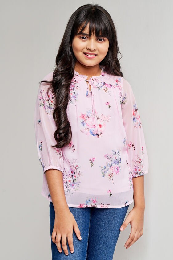Pink And Red Floral Straight Top, Pink, image 4