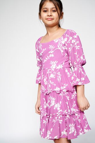 3 - Purple Floral Fit and Flare Dress, image 3