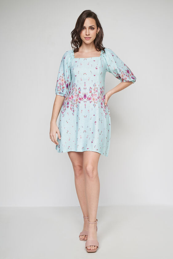 Teal Floral Straight Dress, Teal, image 2