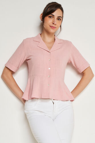 Peach Solid Flounce Top, Peach, image 3