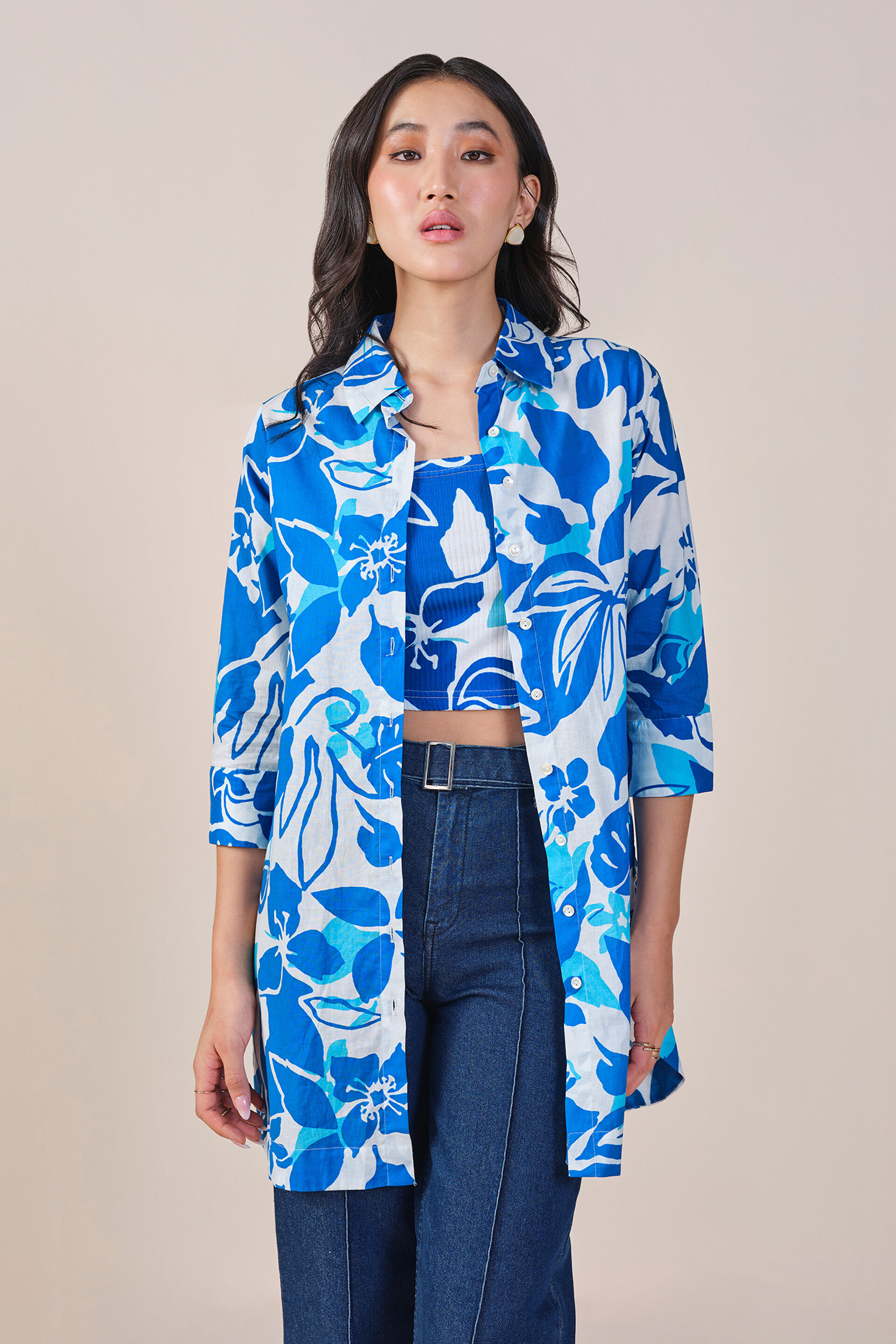 Floral Grace Shirt Set, Blue, image 5