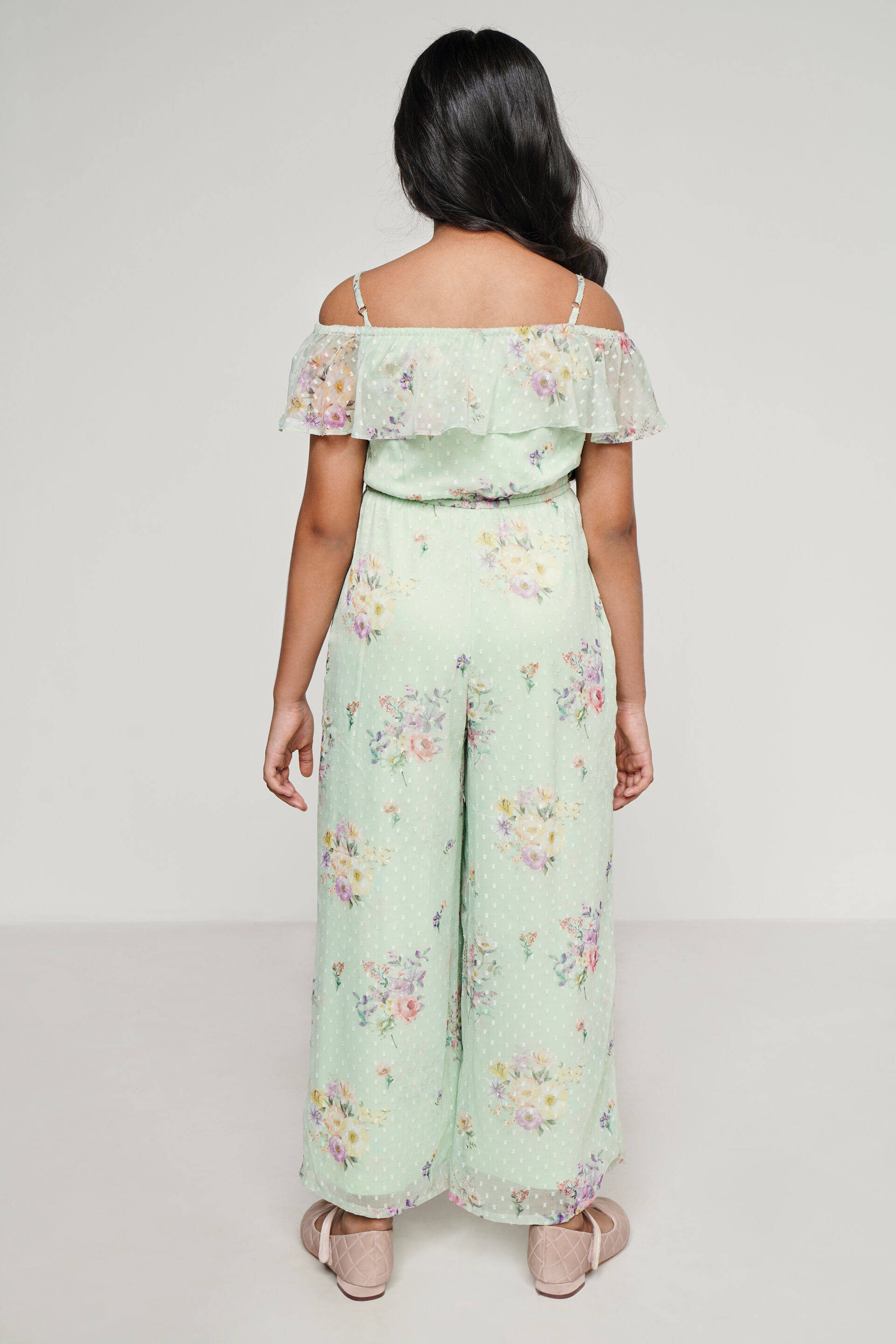 Mint Floral Flared Jumpsuit