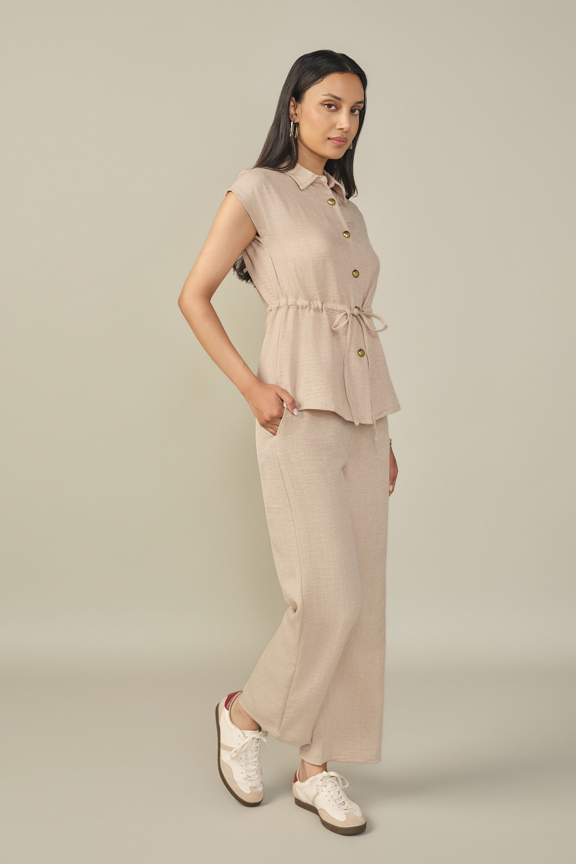 Solid Co-ord in Beige, Beige, image 5