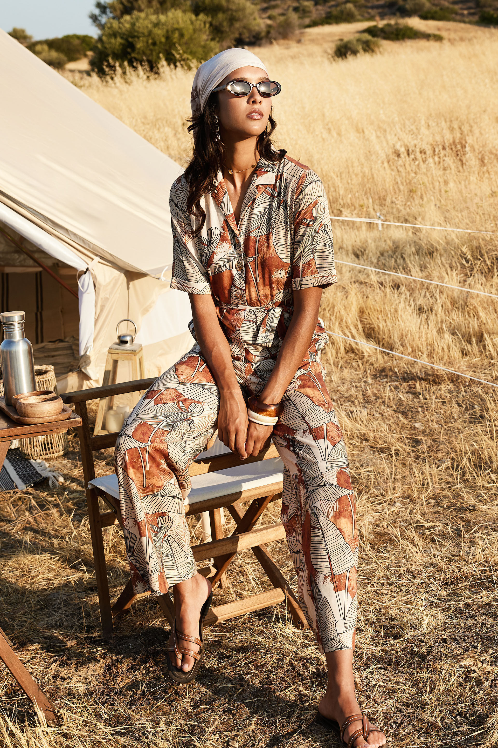 Sienna Printed Jumpsuit, Orange, image 2
