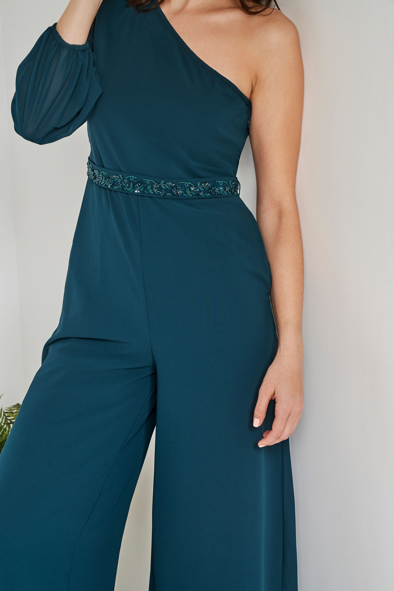 Solid Flared Jump Suit, Green, image 6