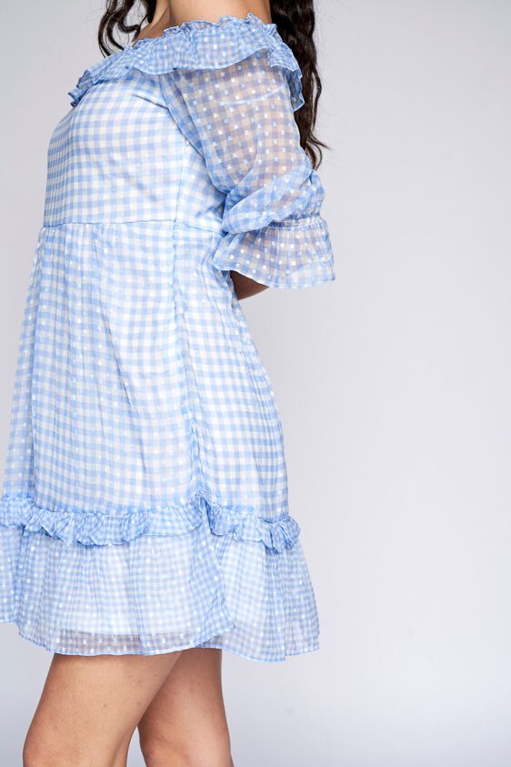 6 - Blue Checks Fit & Flare Dress, image 6