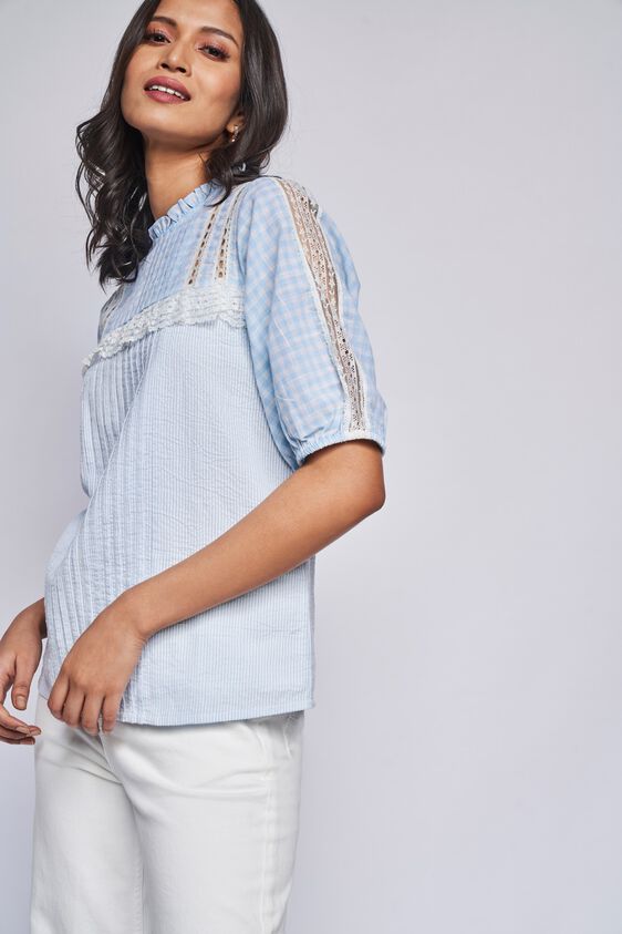 Blue Stripes Straight Top, Blue, image 4