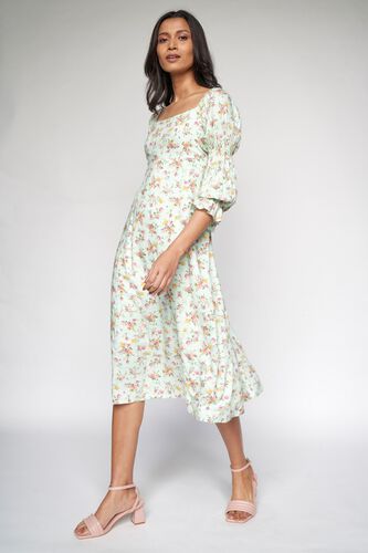 3 - Sage Green Floral Fit and Flare Dress, image 3