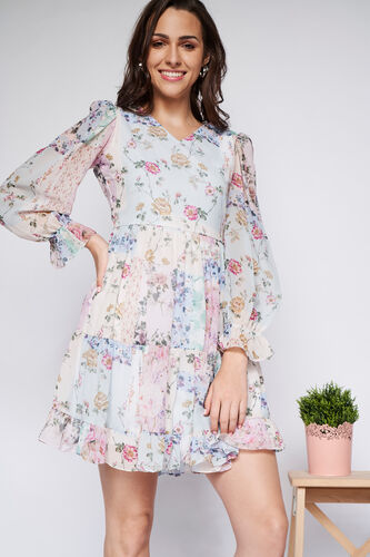 Multi Floral Fit And Flare Dress, Multi Color, image 3