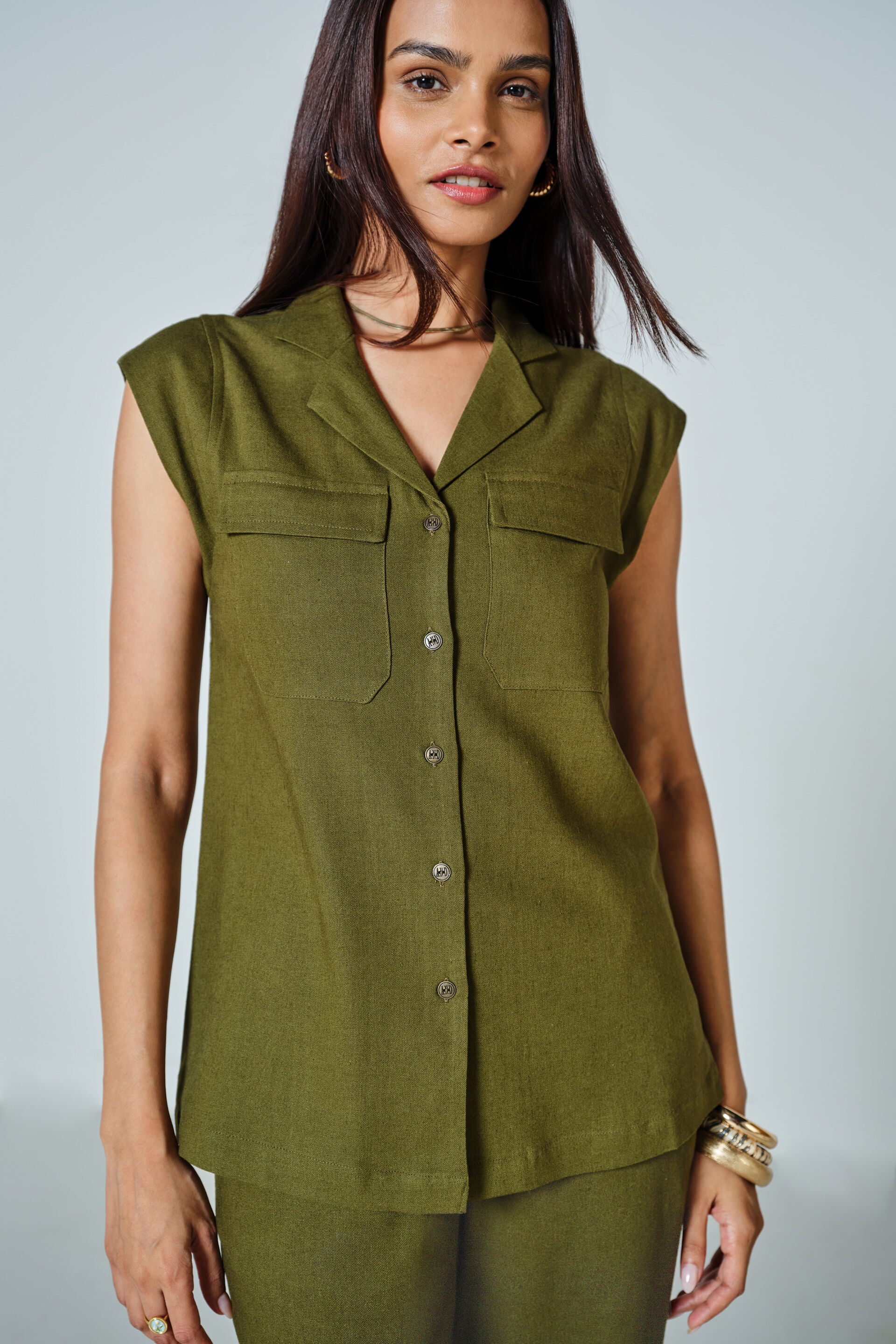 Camille Co-ord Set, Olive, image 3