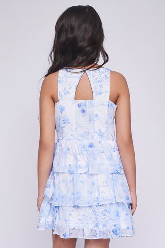 8 - Powder Blue Floral Flared Dress, image 8